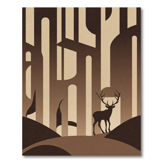 Mid-century modern deer landscape Rug