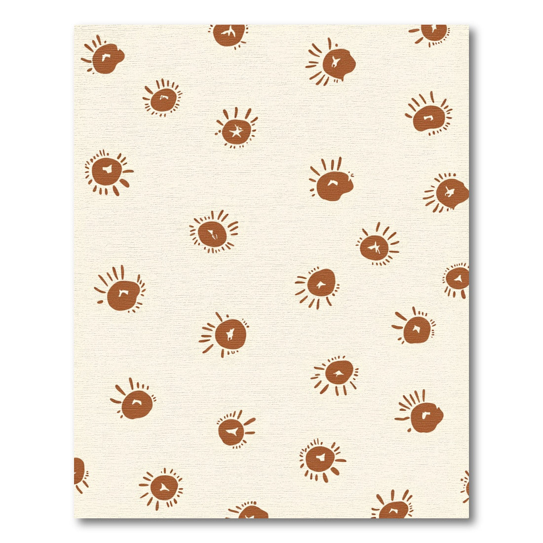 Rust Sunburst Scattered Contemporary Rug