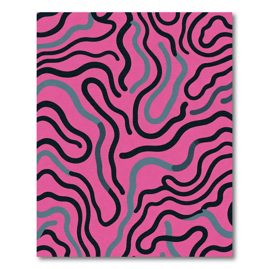 Hot Pink Organic Flowing Lines Rug
