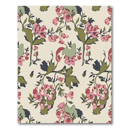 Terracotta Pink Floral Vine Romance Rug