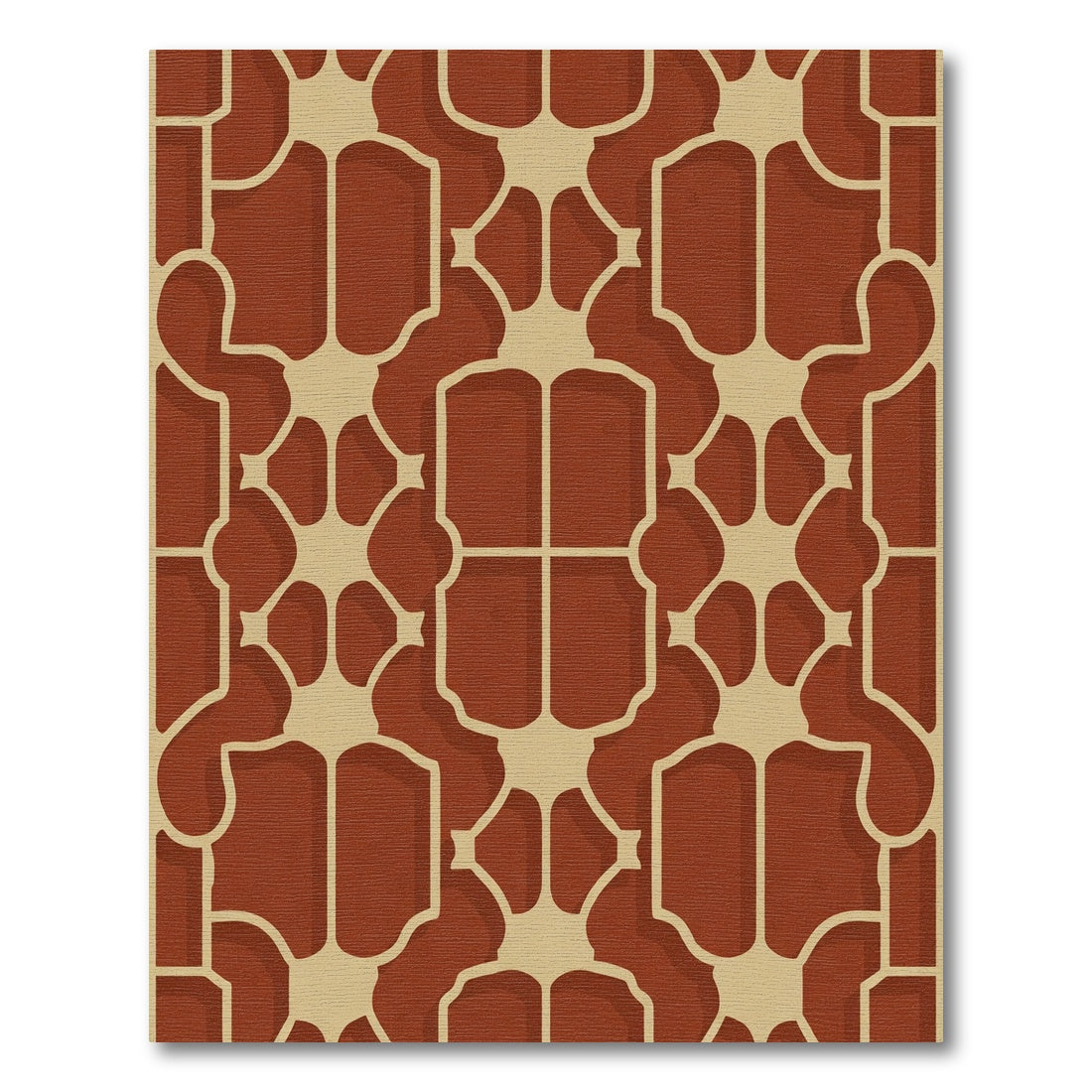 Terracotta Gold Ornate Lattice Rug