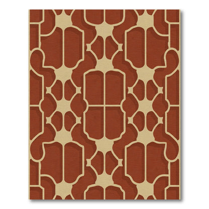 Terracotta Gold Ornate Lattice Rug