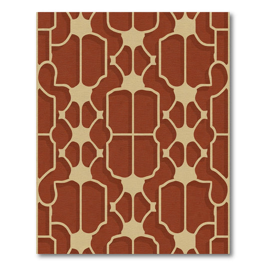 Terracotta Gold Ornate Lattice Rug