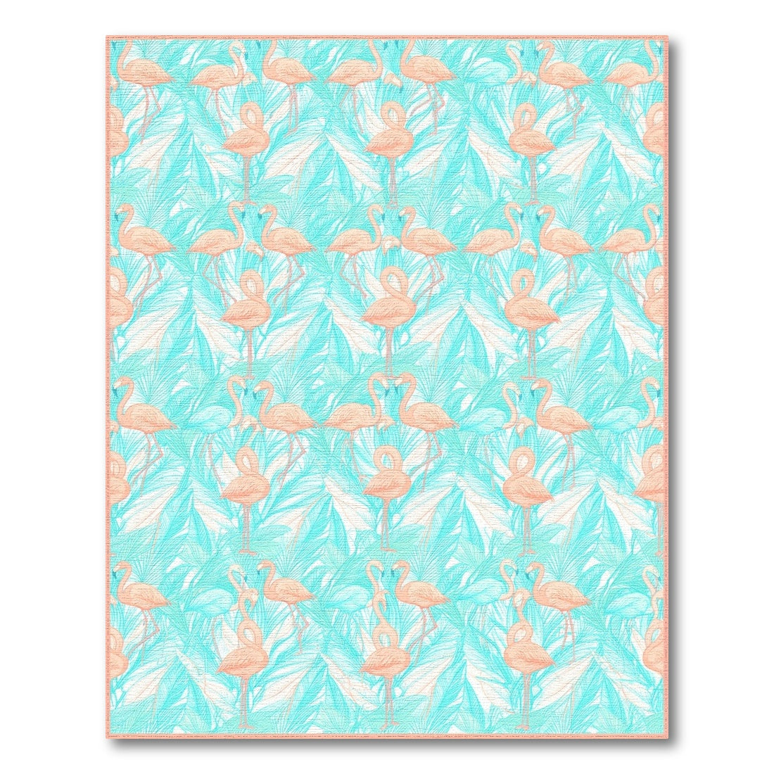 Pink Flamingo Teal Palm Washable Area Rug