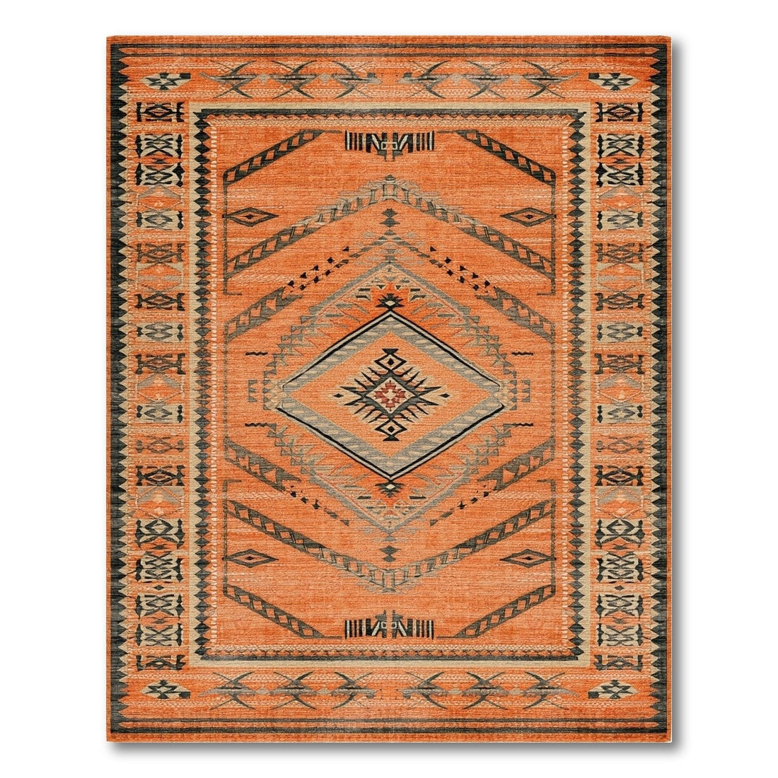 Orange Southwestern Geometric No. 24 Area Rug