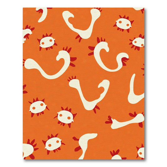 Cream Orange Playful Creature Rug