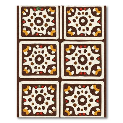 Brown White Orange Starburst Square Repeating Rug