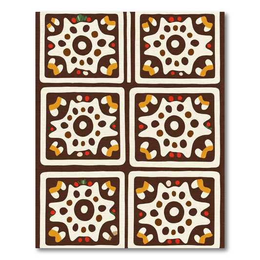 Brown White Orange Starburst Square Repeating Rug