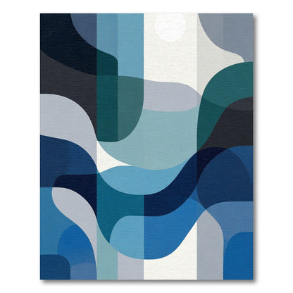 Modern Teal Blue Abstract Waves Rug