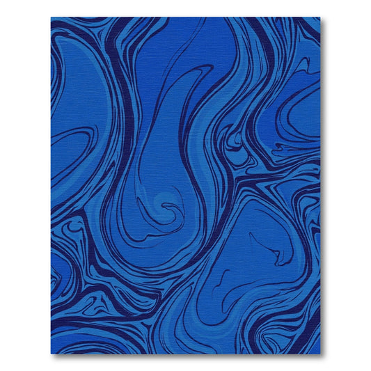 Deep Blue Swirling Abstract Marbling Rug