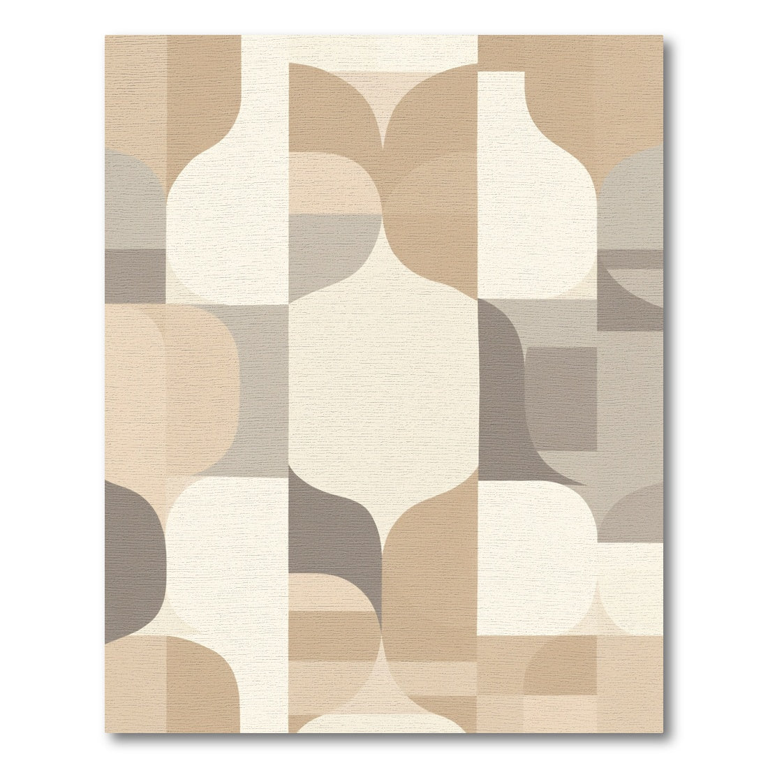 Neutral Mid Century Geometric Abstract Rug