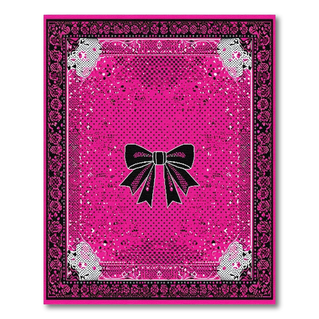 Pink Bow Polka Dot Area Rug