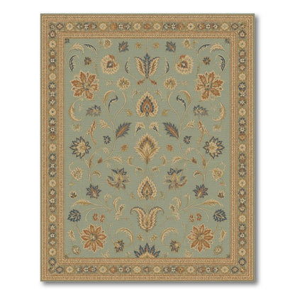 Blue Teal Floral Vintage Area Rug