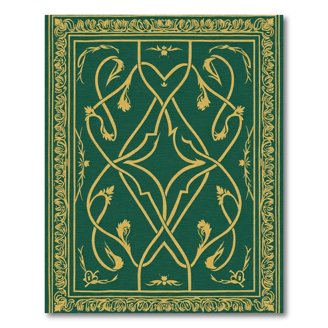 Emerald Gold Intricate Vine Scroll Rug