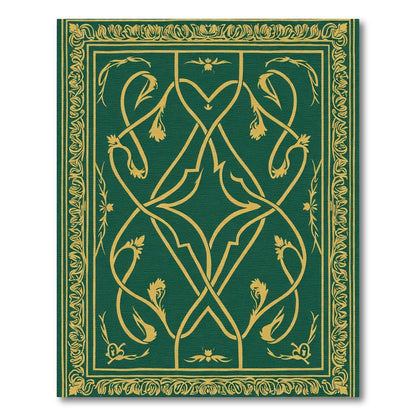 Emerald Gold Intricate Vine Scroll Rug
