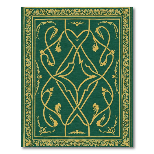 Emerald Gold Intricate Vine Scroll Rug