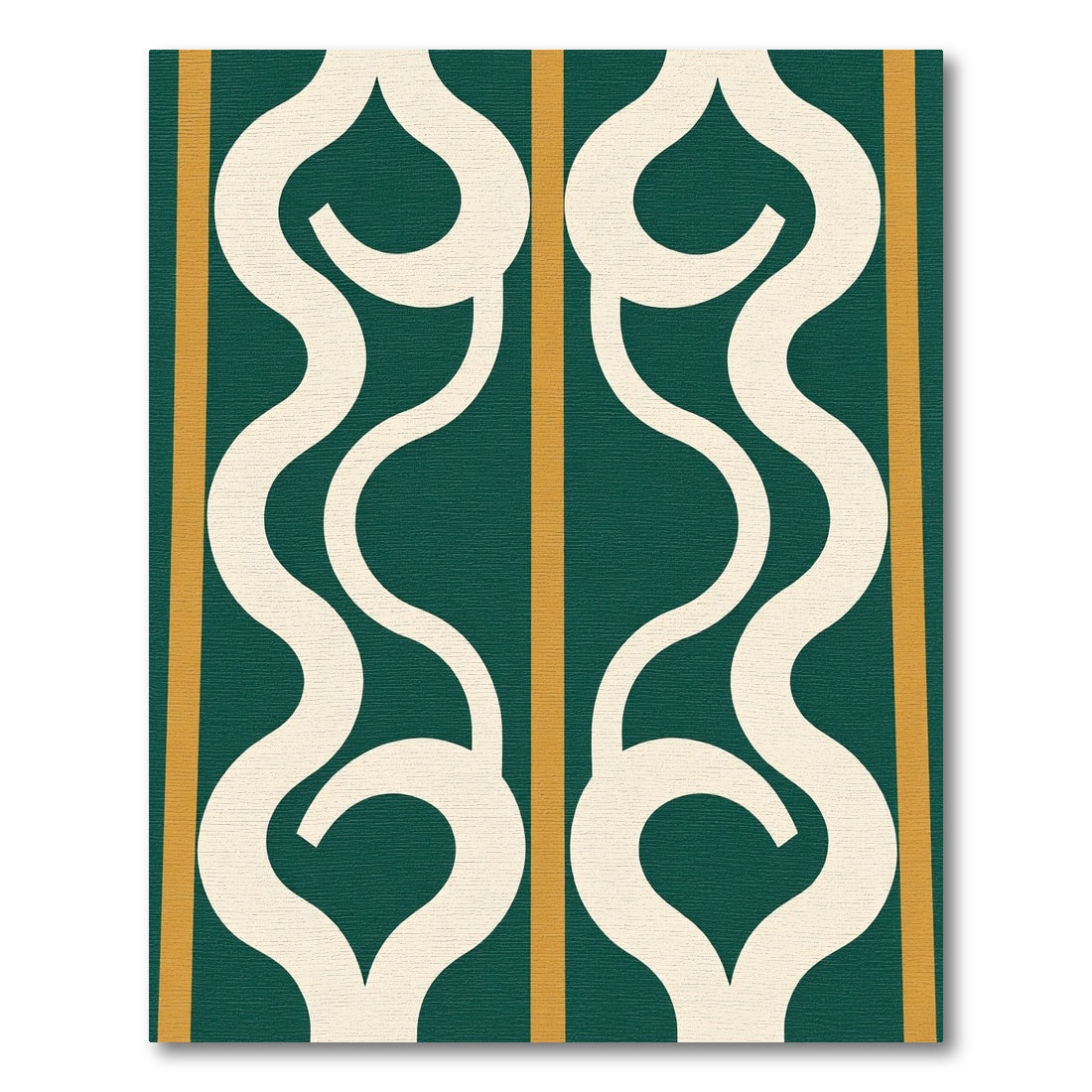 Emerald Cream Organic Scroll Stripe Rug