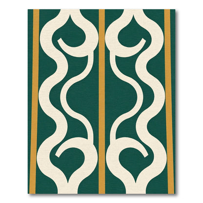 Emerald Cream Organic Scroll Stripe Rug