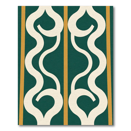 Emerald Cream Organic Scroll Stripe Rug