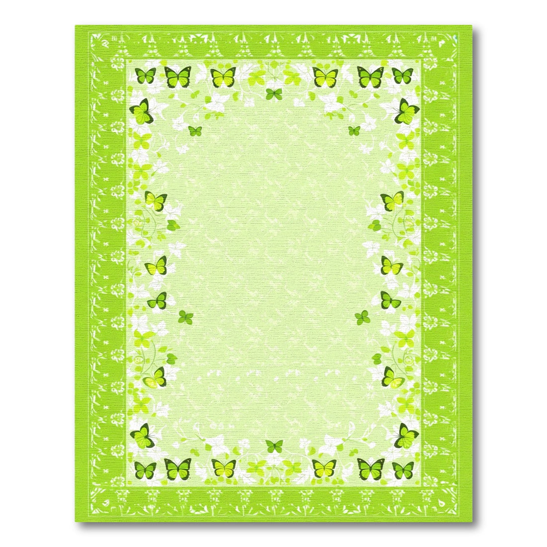 Verdant Lime Butterflies Flora Border Rug