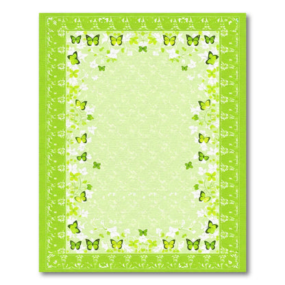 Verdant Lime Butterflies Flora Border Rug