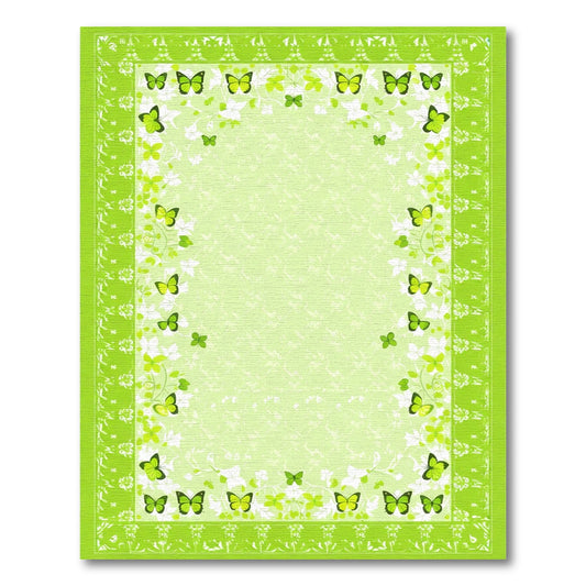 Verdant Lime Butterflies Flora Border Rug
