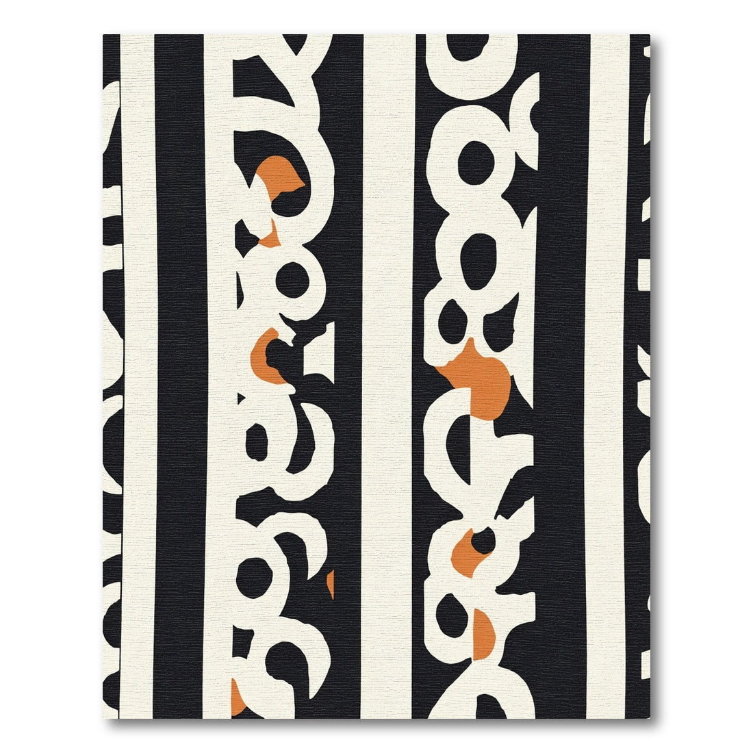 Abstract Black Cream Orange Organic Stripes Rug