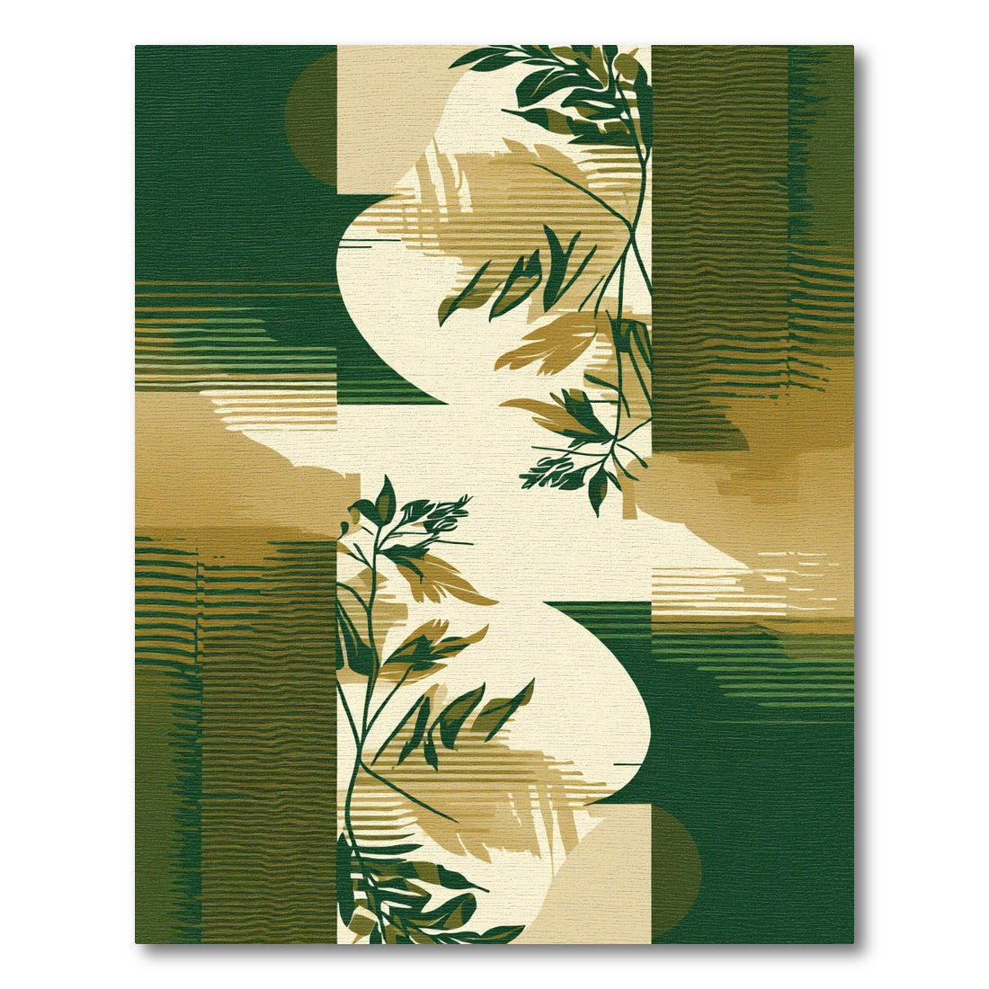 Organic Emerald Gold Abstract Floral Shapes Rug