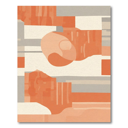 Coral and Cream Geometric Abstract Rug