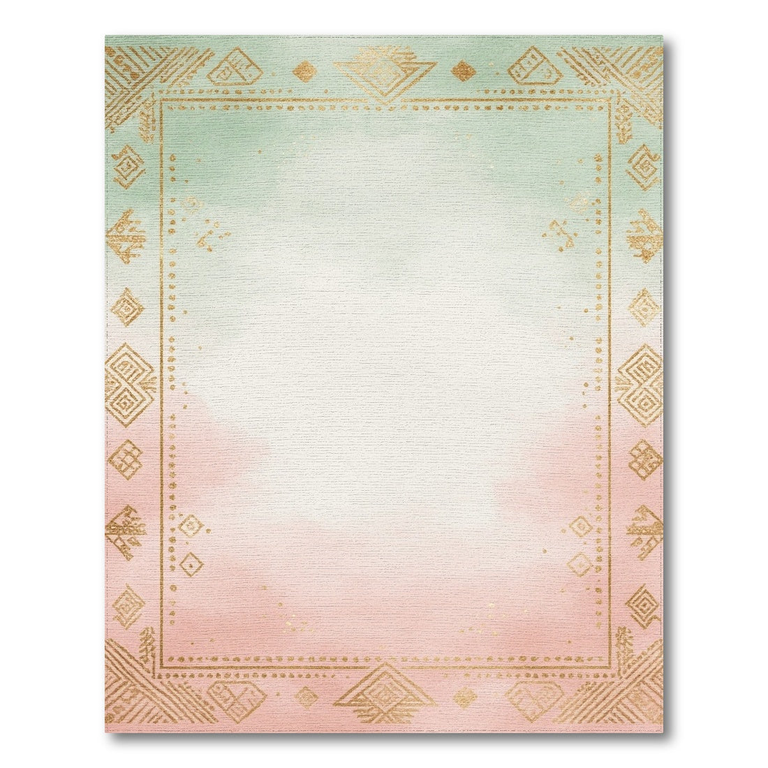 Pastel Gradient Tribal Border Rug