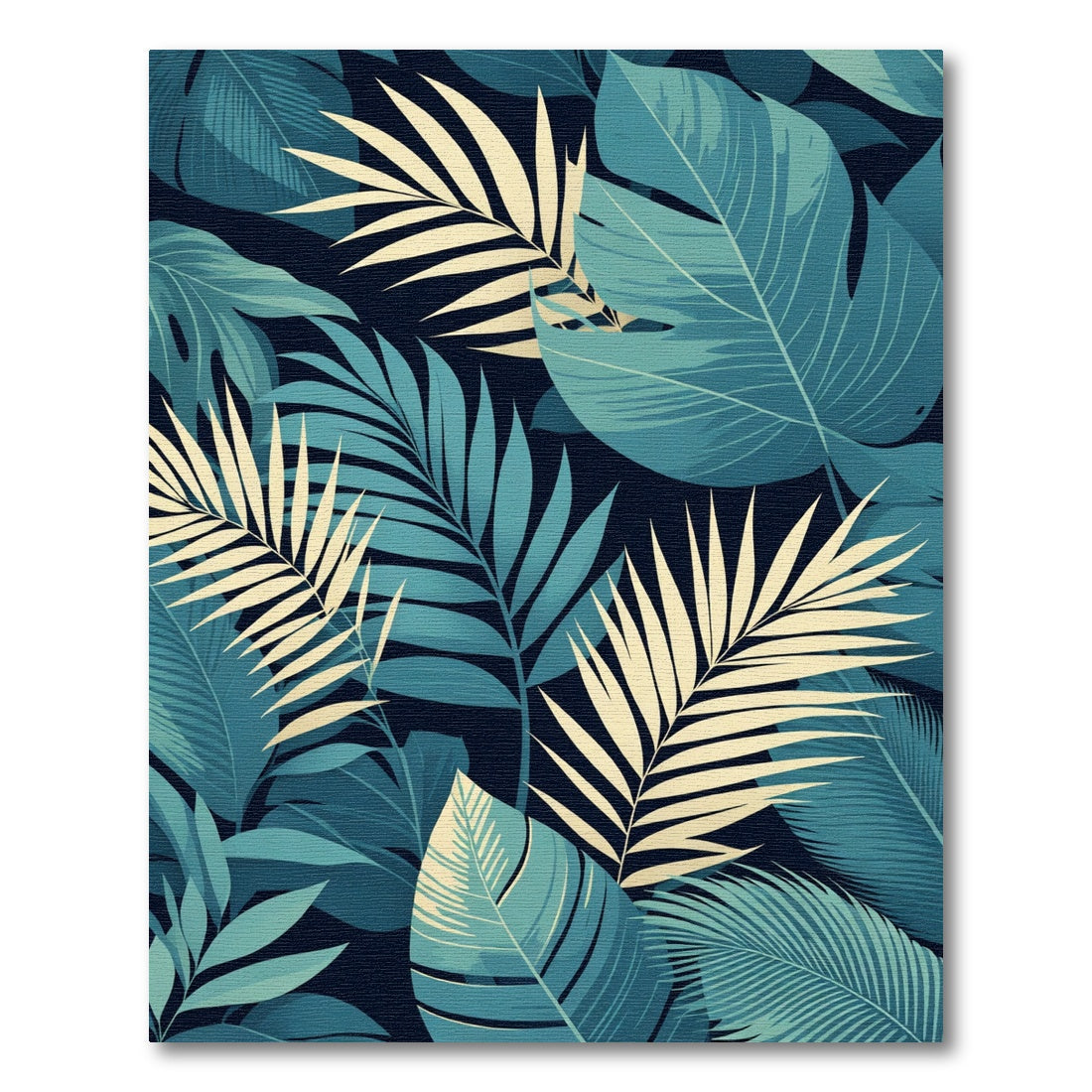 Deep Teal Palm Foliage Rug