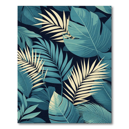 Deep Teal Palm Foliage Rug