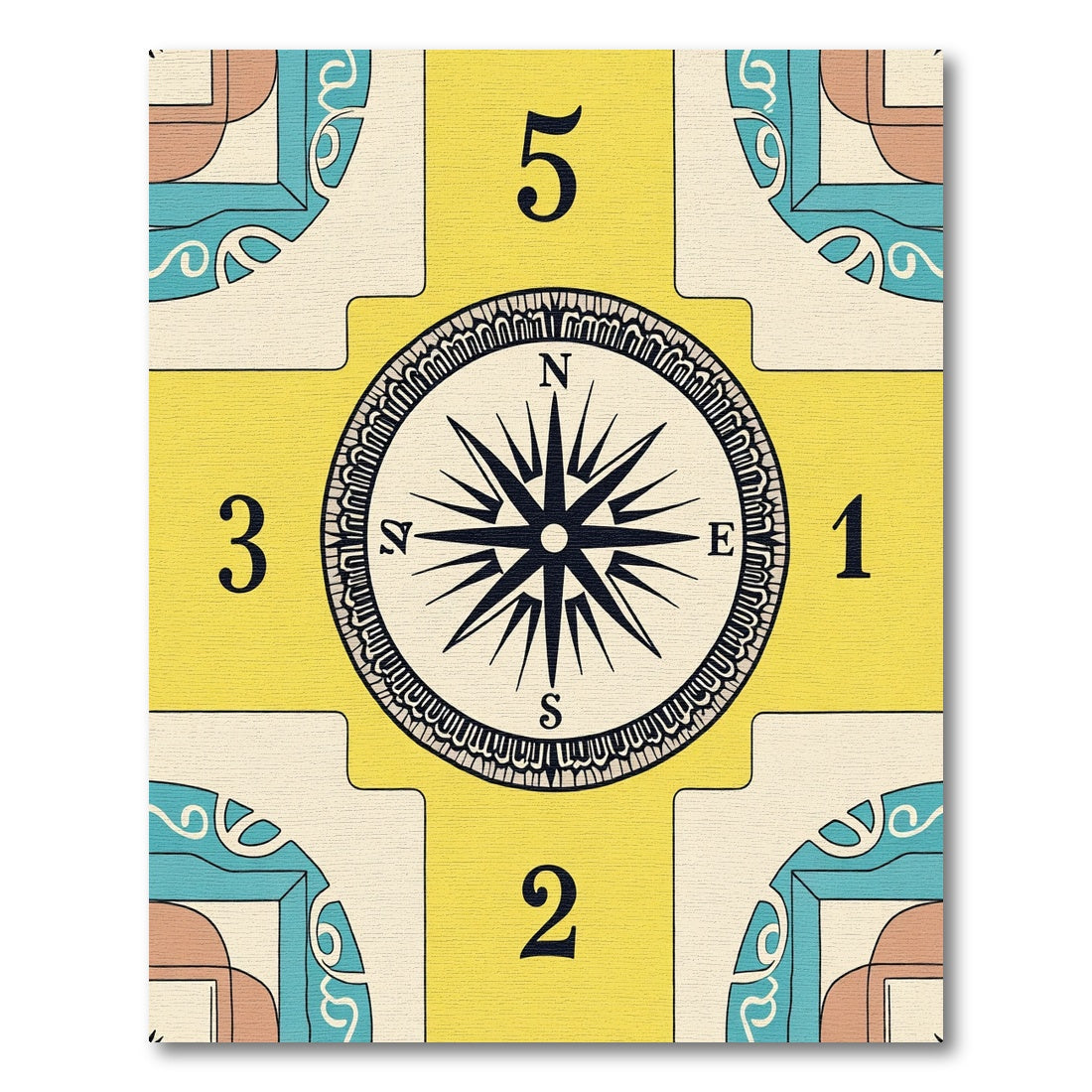 Nautical Compass Yellow Block Rug