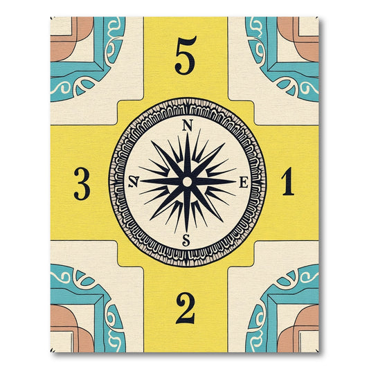 Nautical Compass Yellow Block Rug