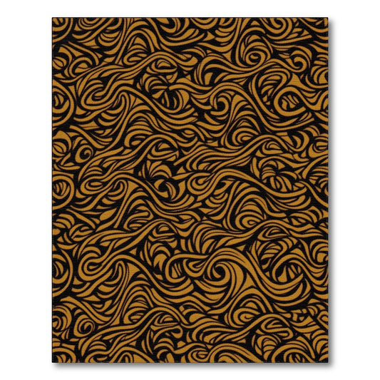 Abstract Area Gold and Silver Gold Swirl Abstract Area Rug