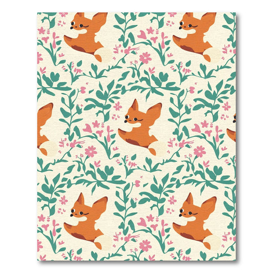Whimsical Fox Floral Grove Rug
