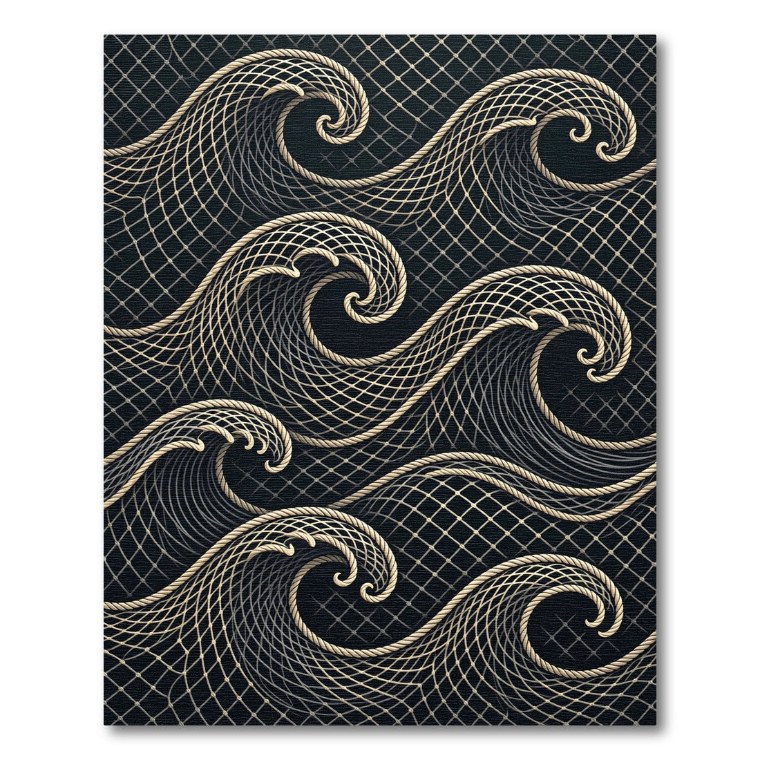 Golden Rope Net Wave Composition Rug