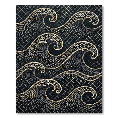 Golden Rope Net Wave Composition Rug