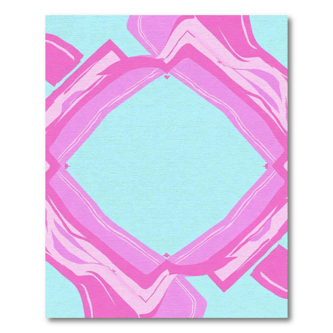 Pink Teal Abstract Diamond Ribbons Rug