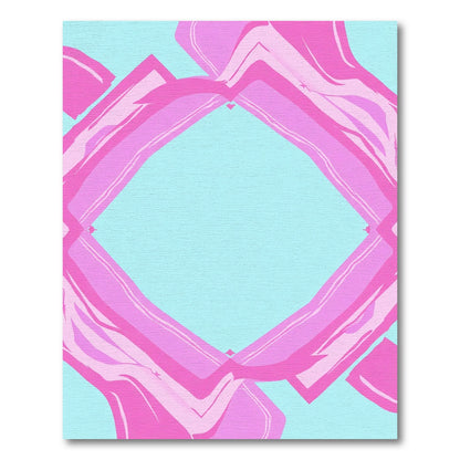 Pink Teal Abstract Diamond Ribbons Rug
