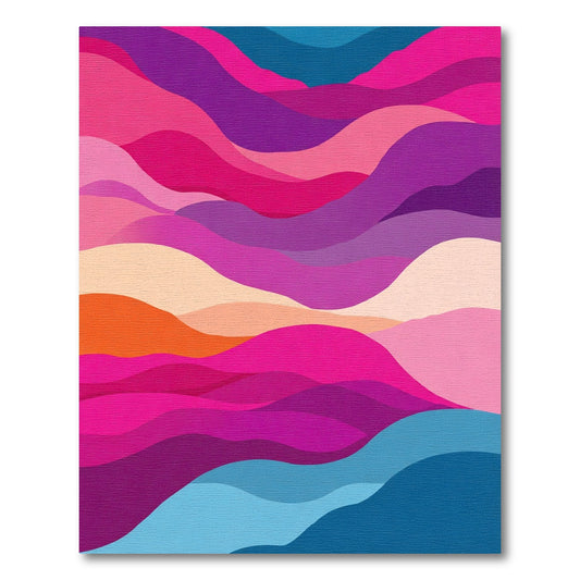 Vibrant Pink Purple Wave Landscape Rug
