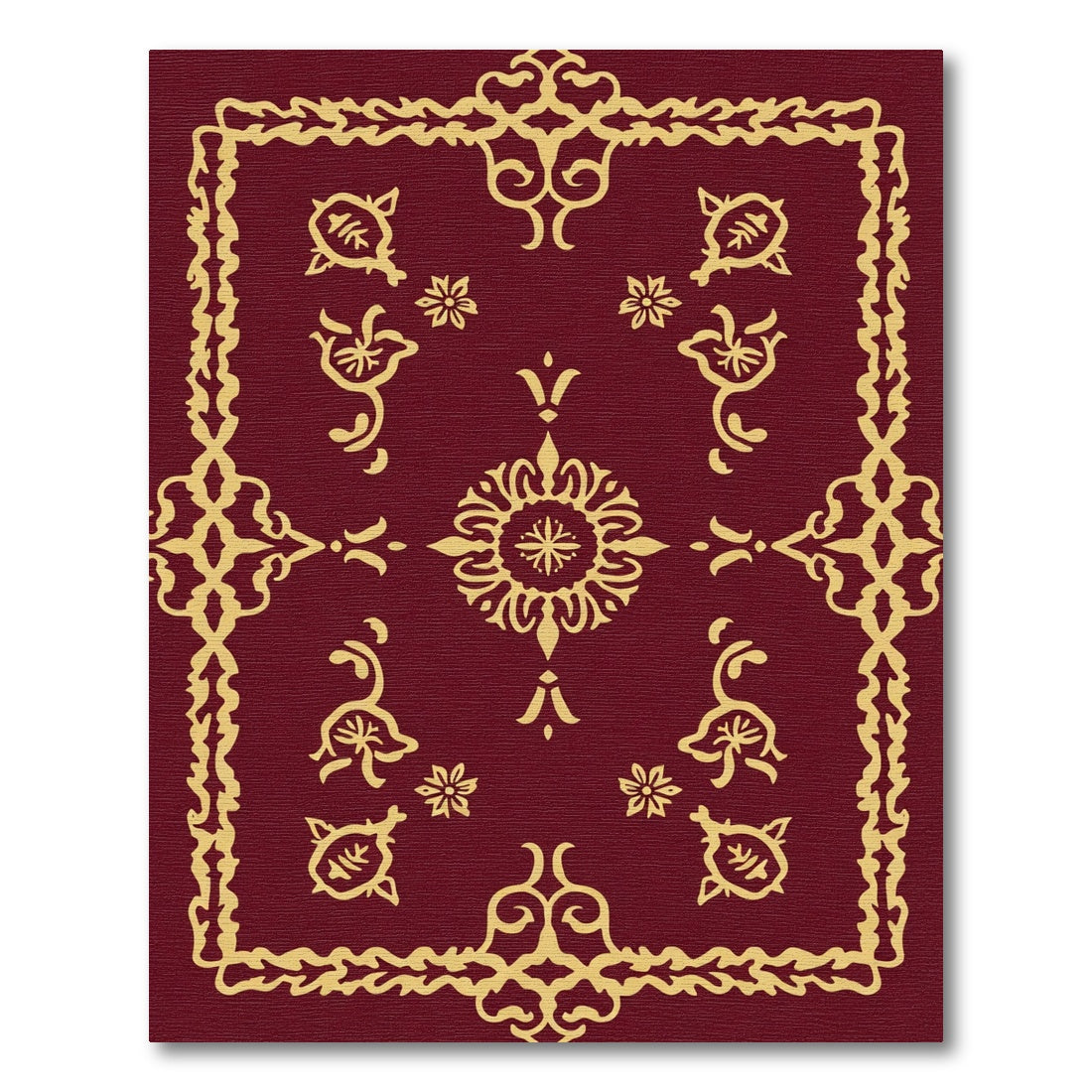Crimson Gold ornate floral medallion Rug