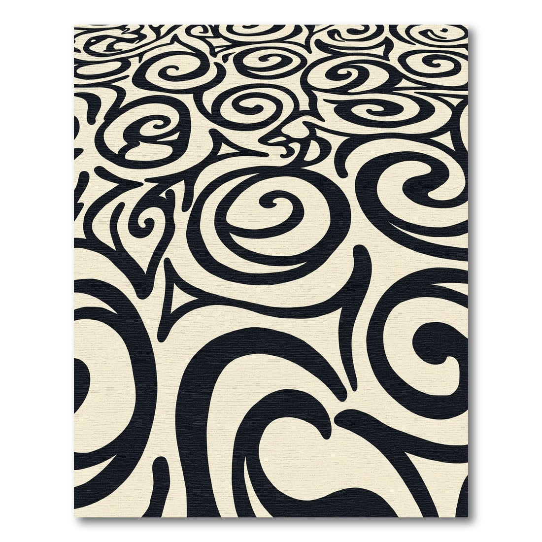 Elegant Cream Black Swirl Ornament Rug