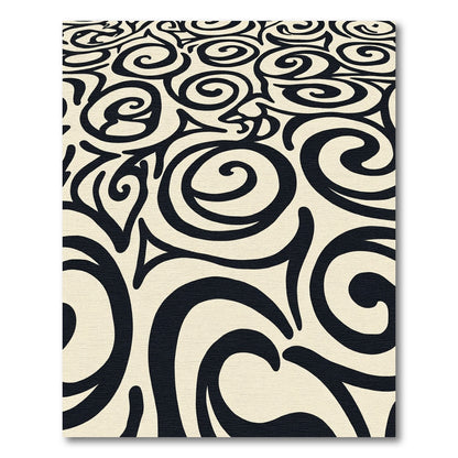 Elegant Cream Black Swirl Ornament Rug