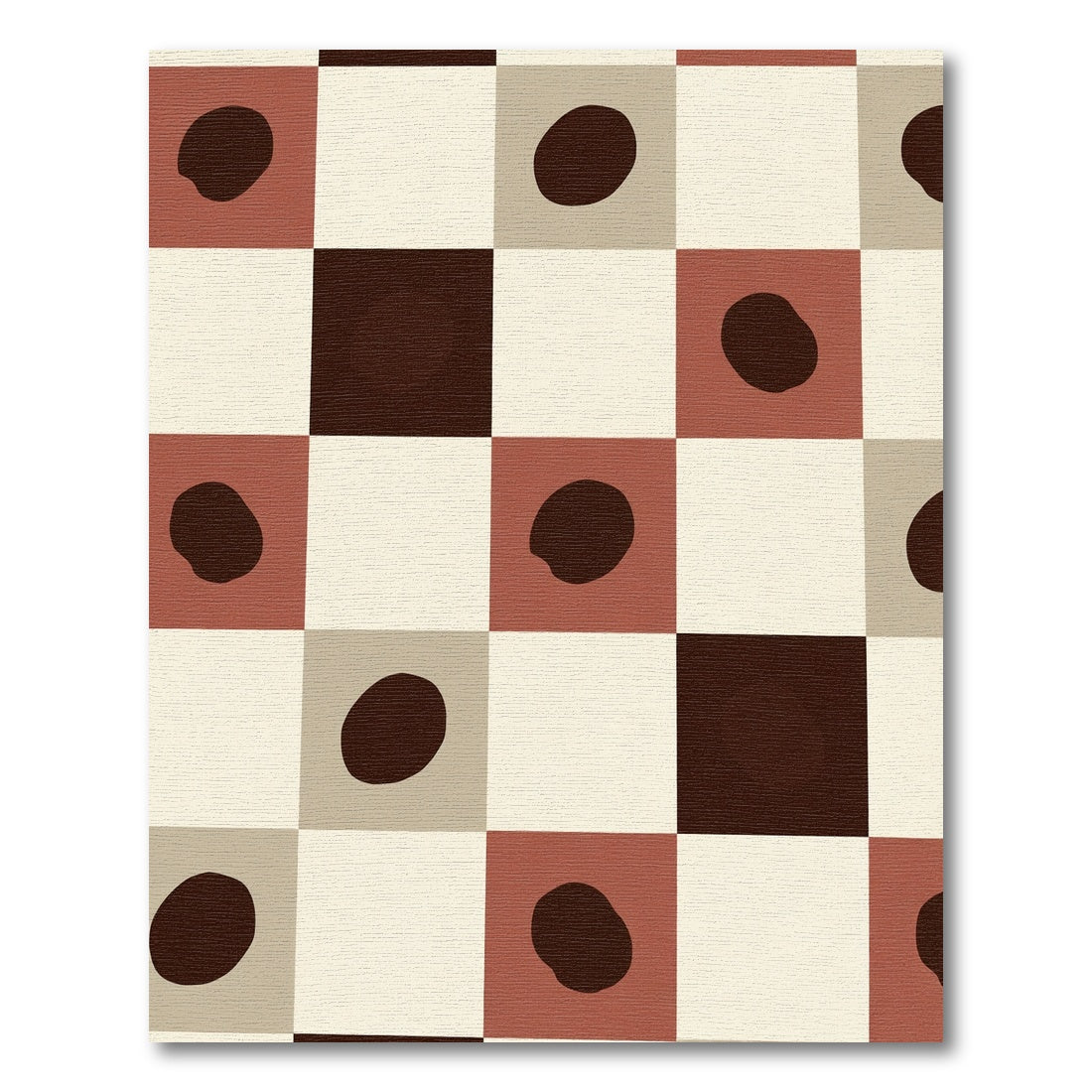 Terracotta Cream Abstract Dot Grid Rug