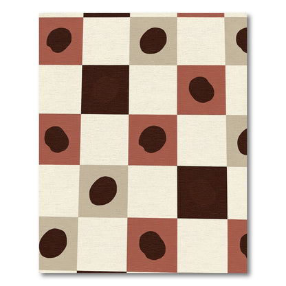 Terracotta Cream Abstract Dot Grid Rug