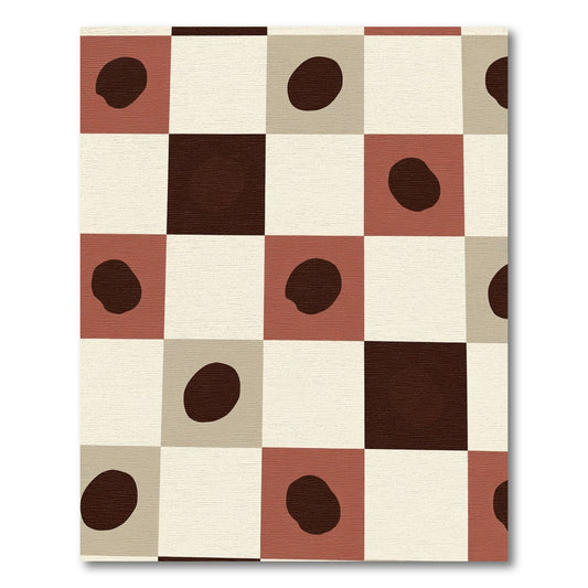 Terracotta Cream Abstract Dot Grid Rug