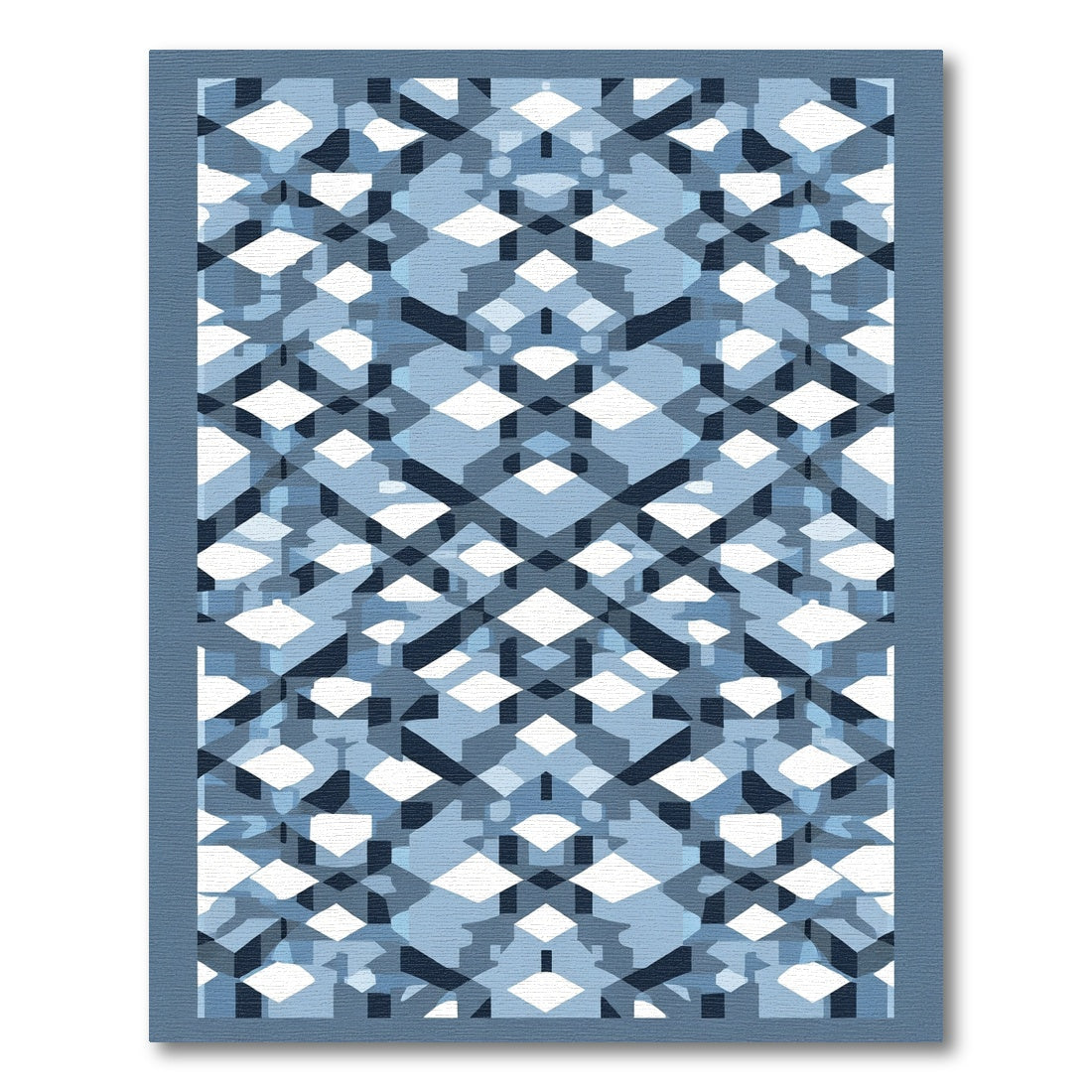 Deep Blue Geometric Interlocking Diamond Rug