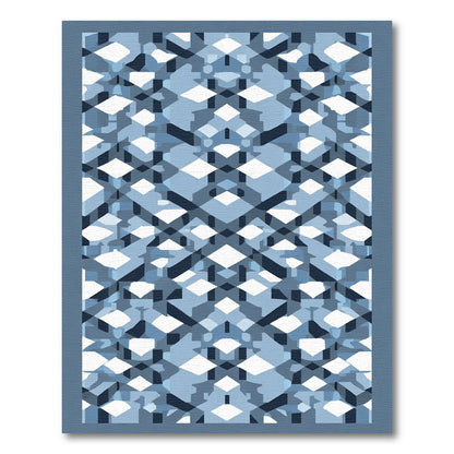 Deep Blue Geometric Interlocking Diamond Rug