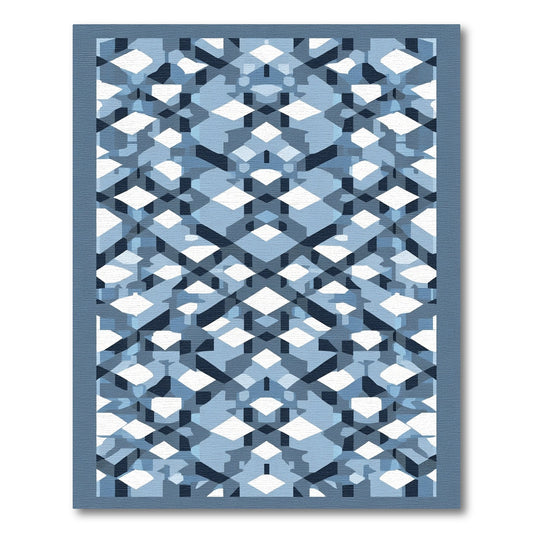 Deep Blue Geometric Interlocking Diamond Rug